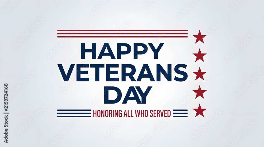 Obraz premium Happy veterans day banner with red stars and patriotic stripes blue