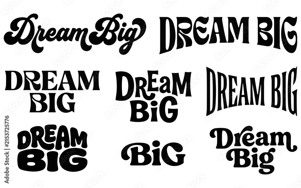 Obraz premium Calligraphic typography reading dream big appears as a dark silhouette against a black background calligraphy