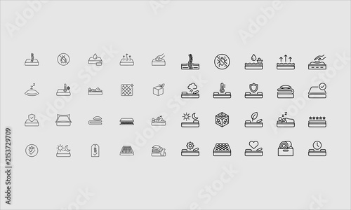 Foto Orthopedic mattress flat line icons