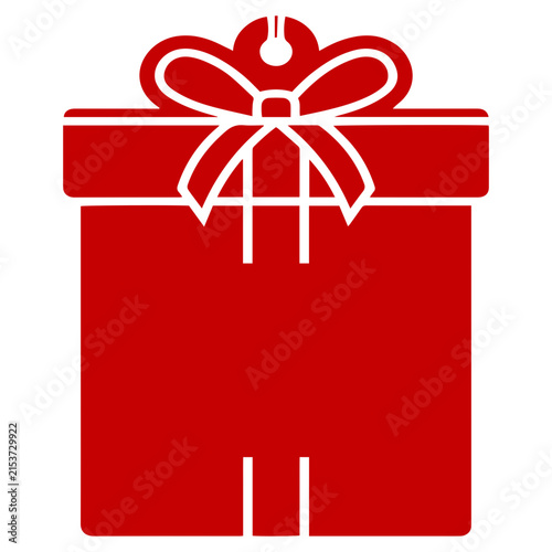 Red Gift Box Vector Icon with Elegant Ribbon and Bow