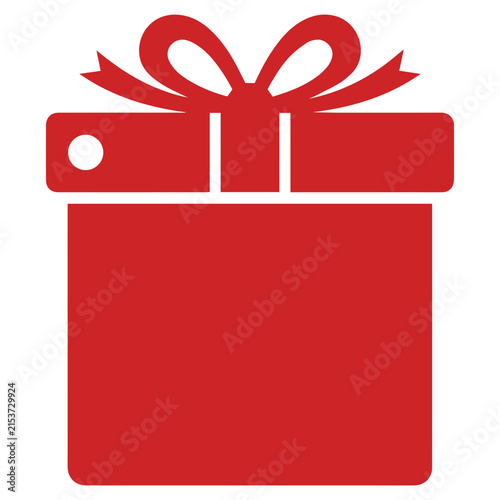 Red Gift Box Icon with Ribbon Bow