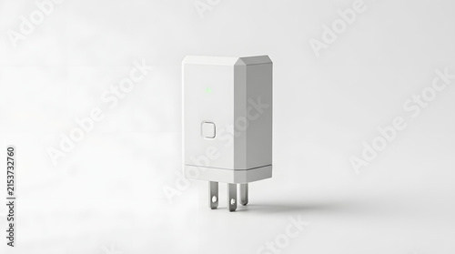 Modern smart electrical plug on minimalist white surface