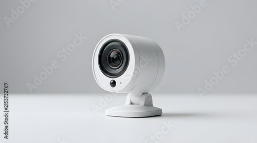 Modern indoor security camera on minimalist surface