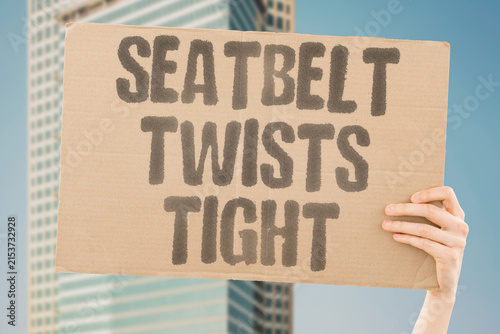 Cuadro en lienzo "Seatbelt Twists Tight" The seatbelt twists in its mechanism and stays uncomfortable