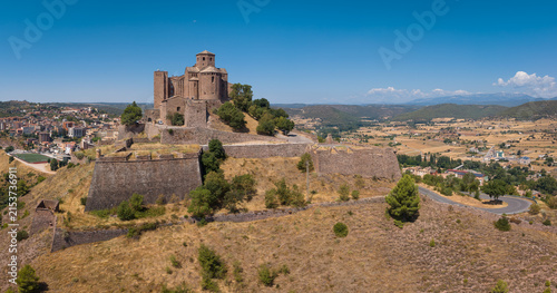 Konstfotografi Panoramic view of medieval Cardona Castle atop a hill in Catalonia, Spain, featu