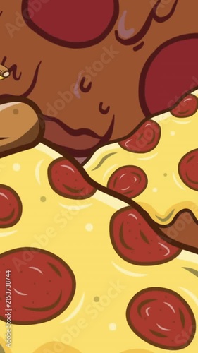 Animation of pizza icons over red background