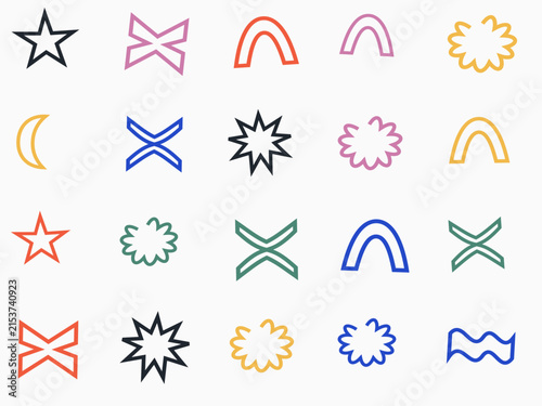 Colorful abstract geometric shapes and symbols vector set
