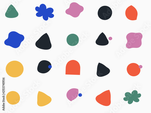 Colorful abstract vector shapes and blobs in flat design style