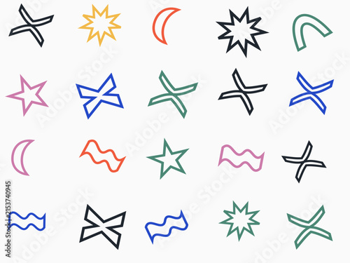 Colorful abstract geometric shapes and symbols vector collection