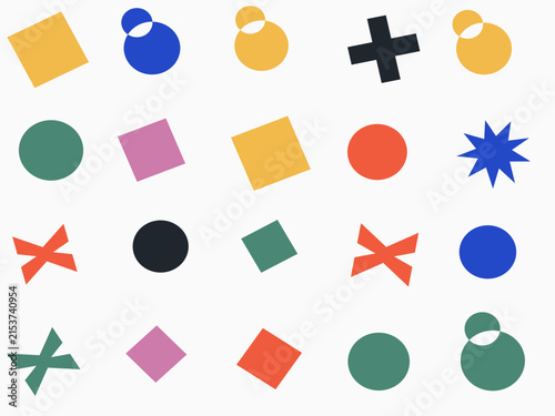 Colorful geometric shapes and symbols vector illustration set for design projects
