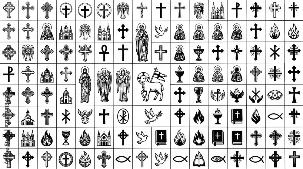 Obraz premium Religious Symbols Icons Mega Vector Collection