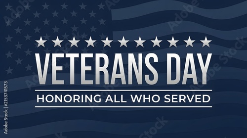 Blue gradient poster honoring veterans day with white stars and text
