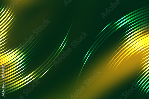 Foto Abstract green background with dynamic wave lines, glowing light motion, and fut