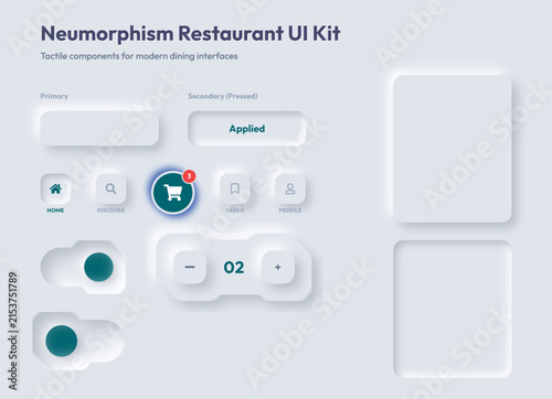 Neumorphism Restaurant UI Kit Design template design