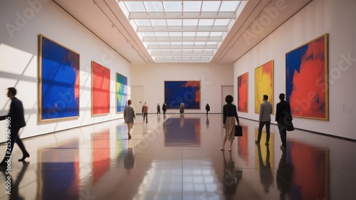 Modern Art Gallery with Abstract Paintings