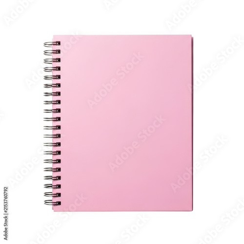 Pink notebook with ruled pages and dotted grid lines