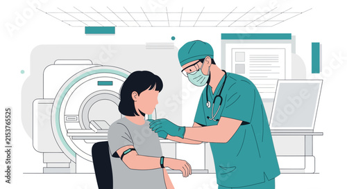 Medical Professionals Preparing Patient For Mri Scan And Diagnosis With Modern Equipment
