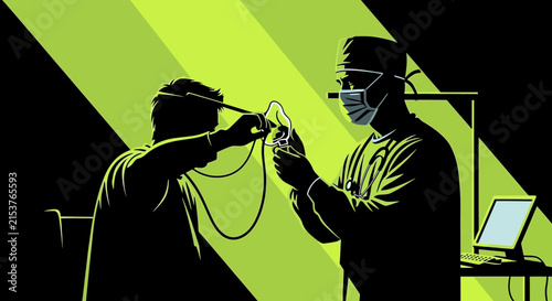 Medical Professionals Preparing Patient For Surgery Procedure With Surgical Mask And Equipment