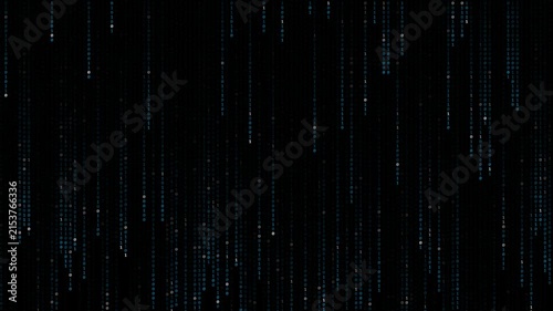Abstract digital background featuring flowing vertical columns of binary code ones and zeros in blue and white light motion, animation, loop, video