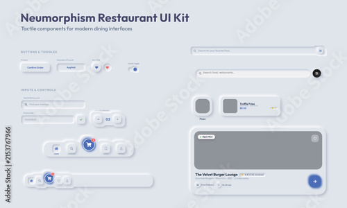 Neumorphism Restaurant UI Kit design