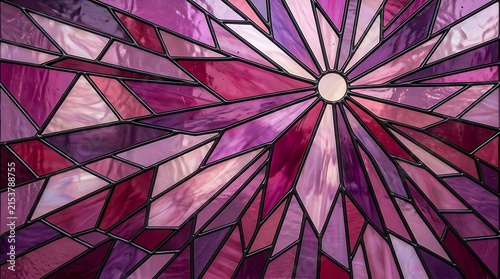 Pink and Purple Stained Glass Starburst Design geometric