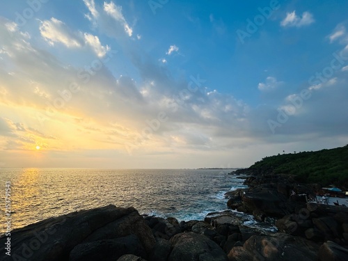 Sticker sunset over the sea