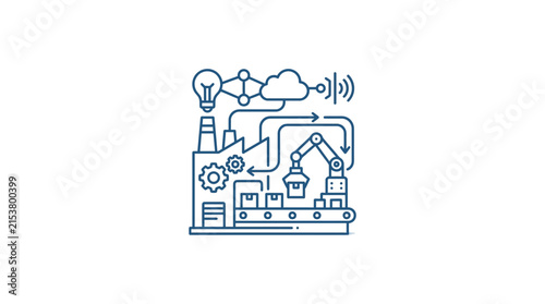 Industry 4.0 concept with factory and cloud connectivity.