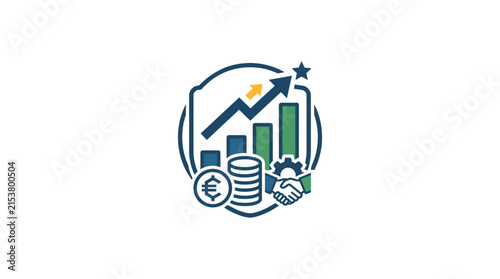 Global economic success and business partnership icon.