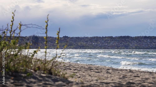 Vätterstranden beach with Bymarken and Gräddhyllan across Lake Vättern