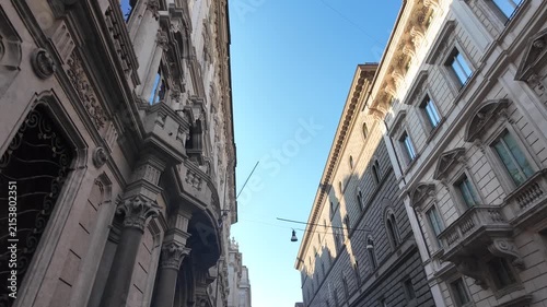 Aesthetic cinematic view of walking past Palazzo Doria Pamphilj on Via del Corso