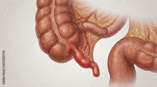 Medical illustration of a hernia, depicting a bulge in the abdominal wall