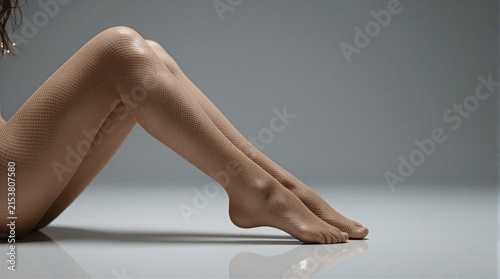 A close-up shot showcasing textured stockings against a minimalist backdrop.