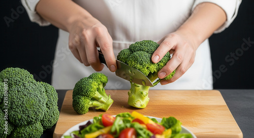 Fresh Broccoli Being Prepared For Healthy Meal Preparation