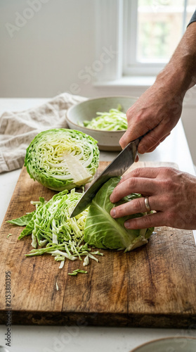 Fresh Cabbage Chopped For Healthy Culinary Preparation