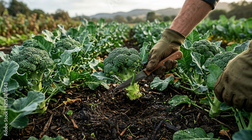 Fresh Broccoli Harvest In A Lush Field