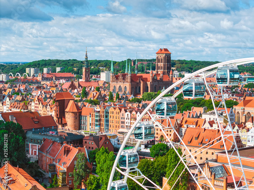Beautiful architecture of the main city of Gdansk at summer. Poland