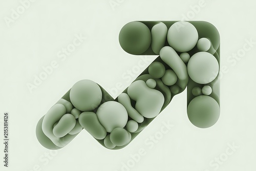3D molecular chain structure of green spheres in abstract scientific illustration