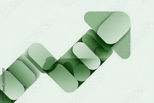 3D green paper chain link design for business growth and teamwork concepts