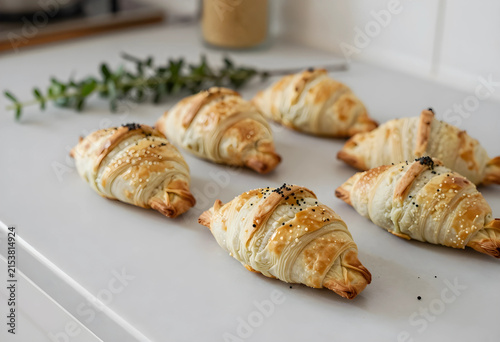 Freshly baked golden croiss...