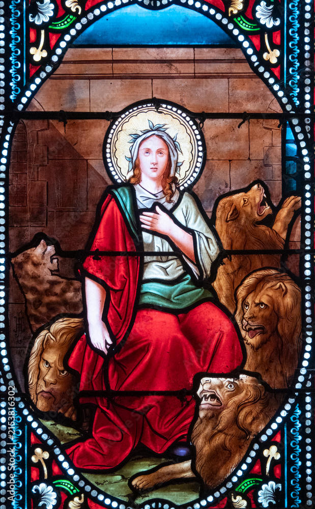 Fototapeta premium Stained glass (19th century) of Saint Thècle.