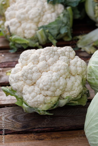 Canvas Print Fresh raw heads of Brassica oleracea var