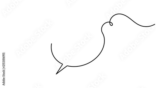 Animated gear inside a speech bubble icon sign continuous one line drawing moving on white background minimalist single art representing communication settings and technical support symbol animation