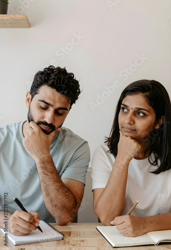 Thoughtful young man and wo...