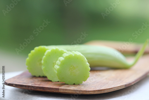 Fresh white Armenian cucumber, a crisp and juicy summer vegetable with smooth pale skin