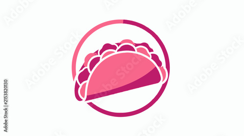 Pink and maroon mexican taco food icon.