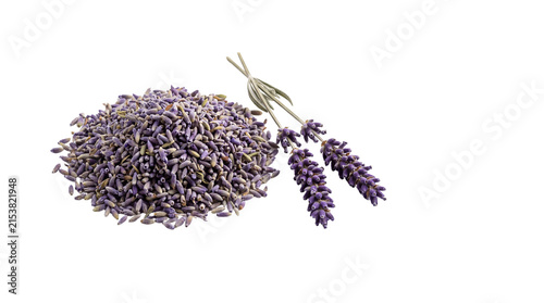 Принти на полотні Dried lavender flowers and fresh purple blossoms, aromatic herbal tea ingredient