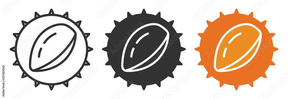 spiky sea urchin shell line icon filled outline and flat color vector illustration on transparent background