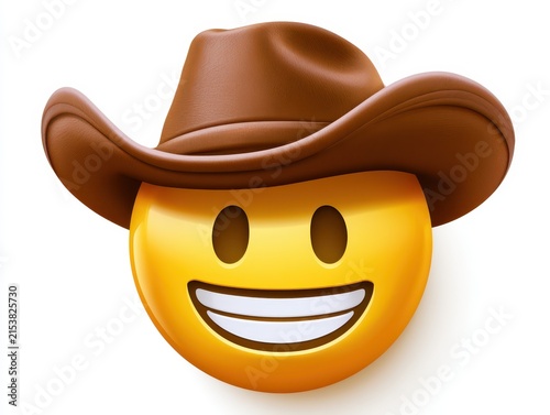 3d render of a smiling cowboy emoji isolated on white background