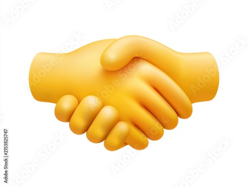 3d render of a handshake emoji icon isolated on white background