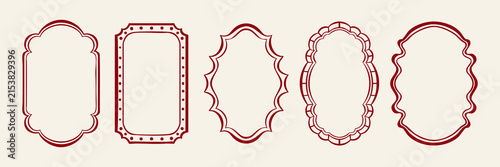 Hand drawn frame collection with cute oval and rectangular borders. Playful doodle label vector set.
